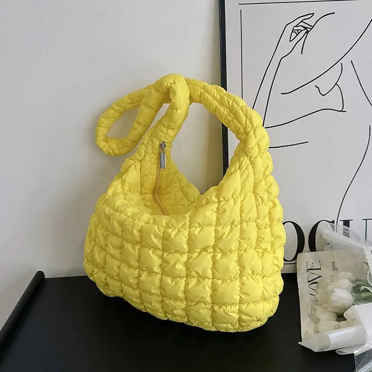 Quilted Padded Crossbody Bag for Women Pleated Bubbles
