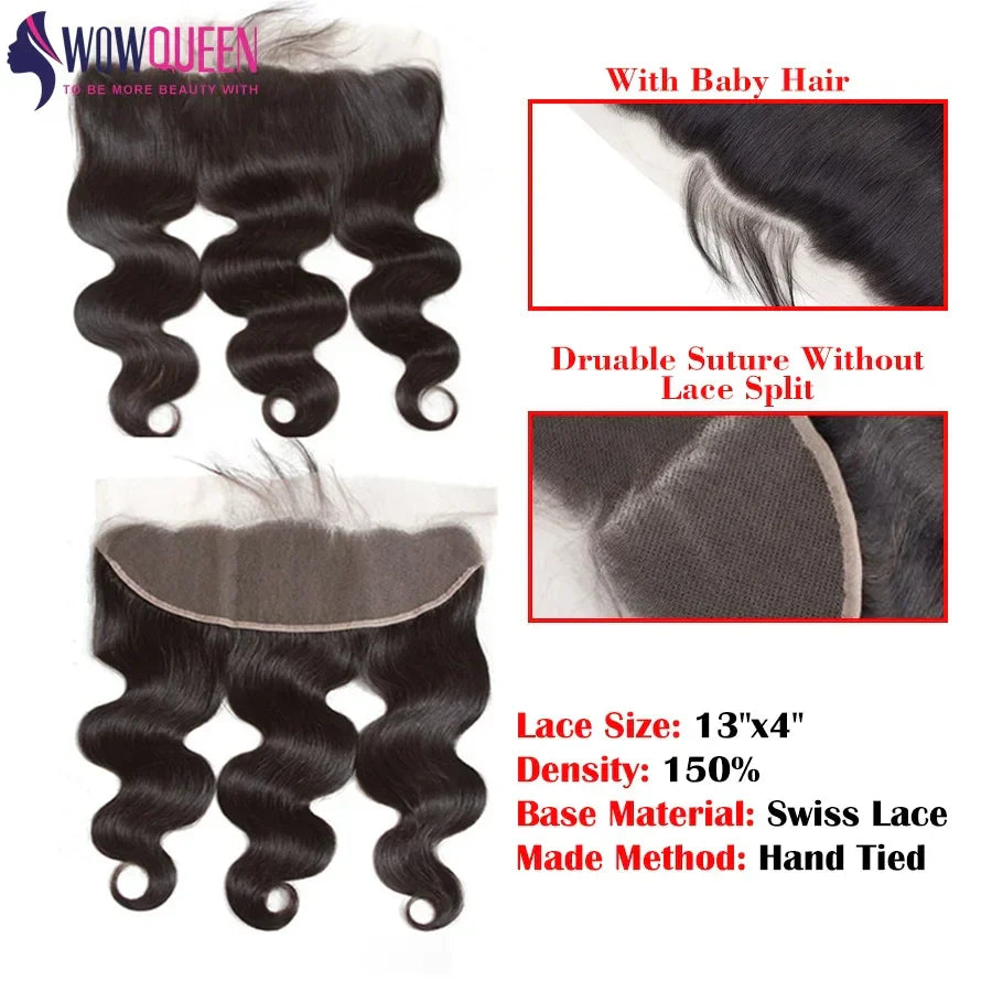 Body Wave Bundles Human Hair With Frontal 13x4