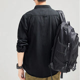 HIQOR New Mens Vintage Shirt Male Lone Sleeve