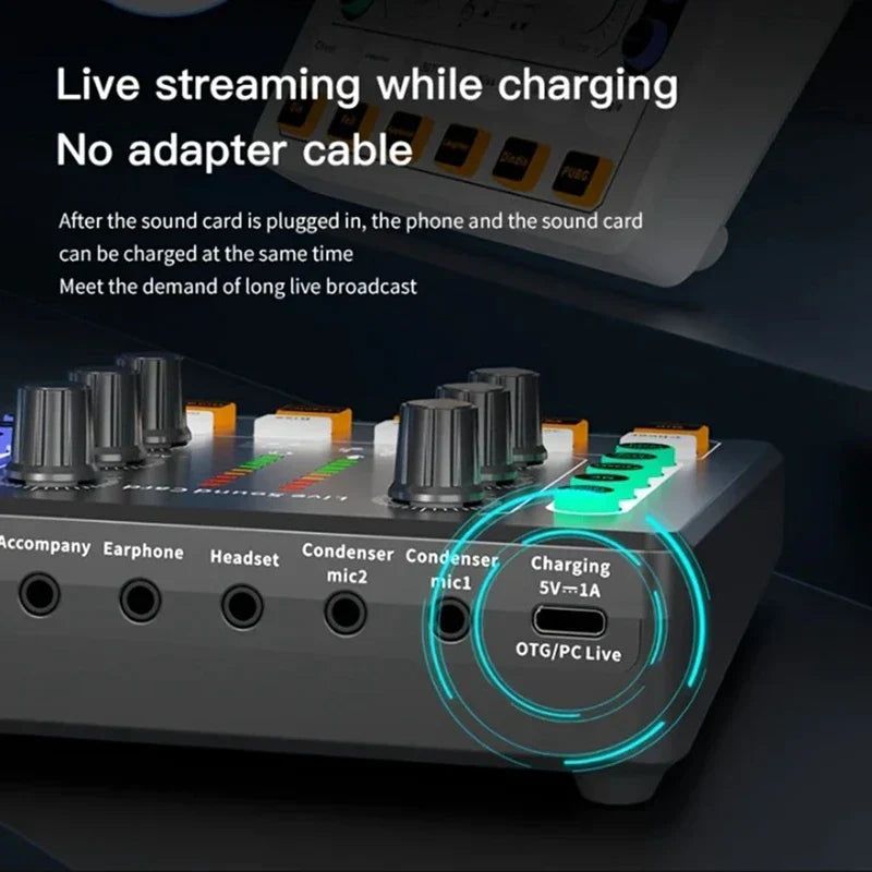 M8 Sound Card Live Broadcast Audio Interface Podcasting