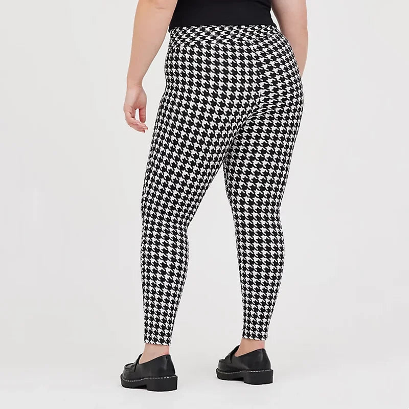 Plus Size Houndstooth Print Summer Spring Leggings Women