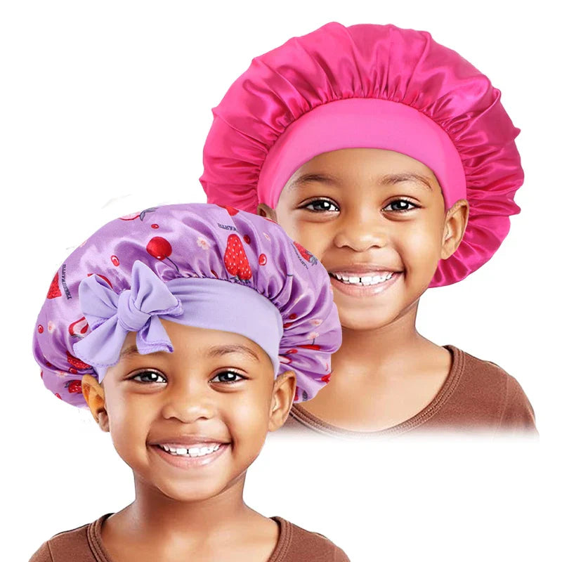 2PCS/LOT Solid Color Nightcap For Kids Wide Edge