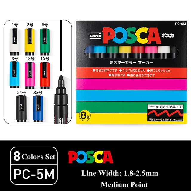 UNI Posca Markers marcadores PC-1/3/5M Acrylic Permanent Graffiti
