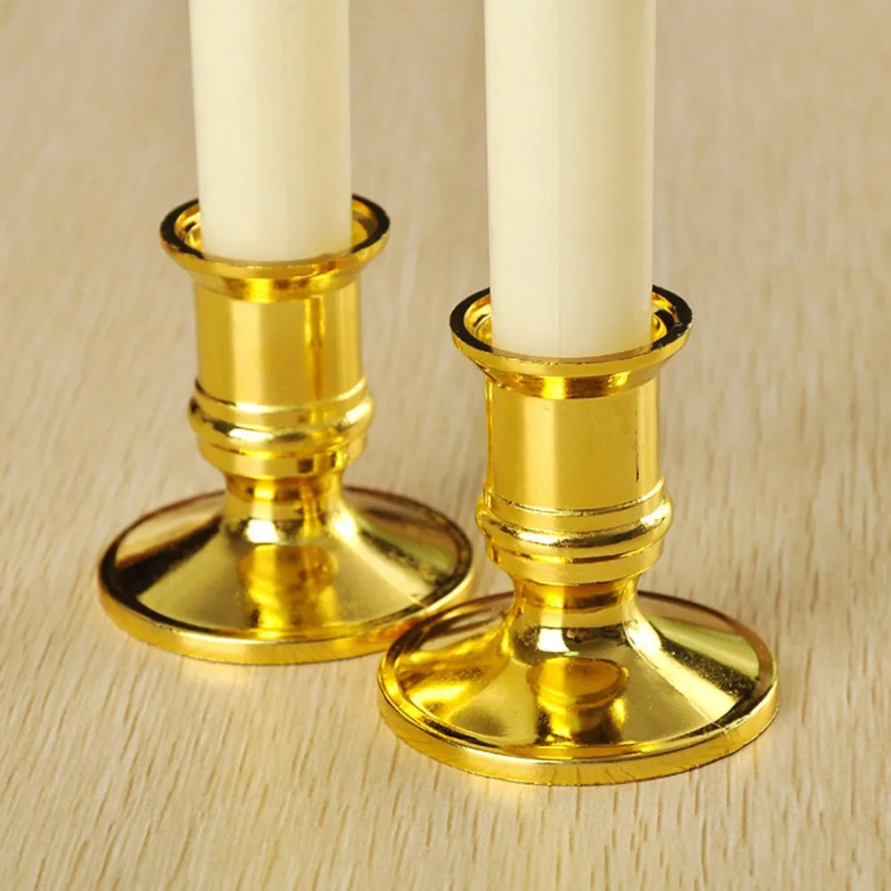 2pcs Candle Holder Candle Base Plastic Candlestick Silver