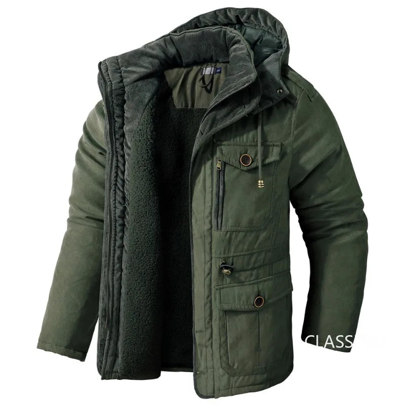 Men Long Down Jackets Warm Parkas Hooded Casual