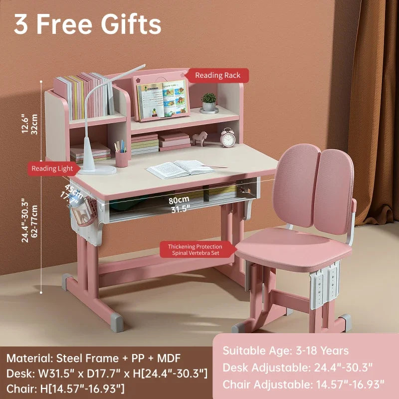 Kids Desk and Chair Set Height Adjustable, Children