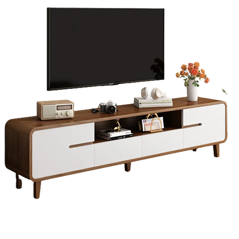 Light Wood Tv Stand Cabinet Storage Drawers Modern