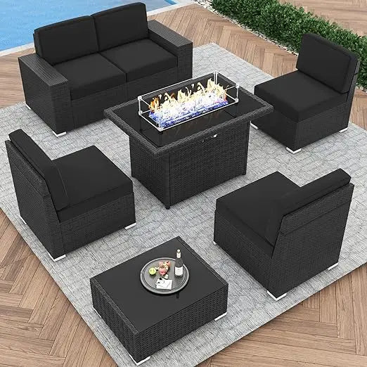 7/8 Pieces Outdoor Patio Furniture Set with Fire