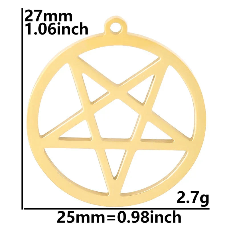 5pcs Hollow Round Pentagram Charm for Jewelry Making