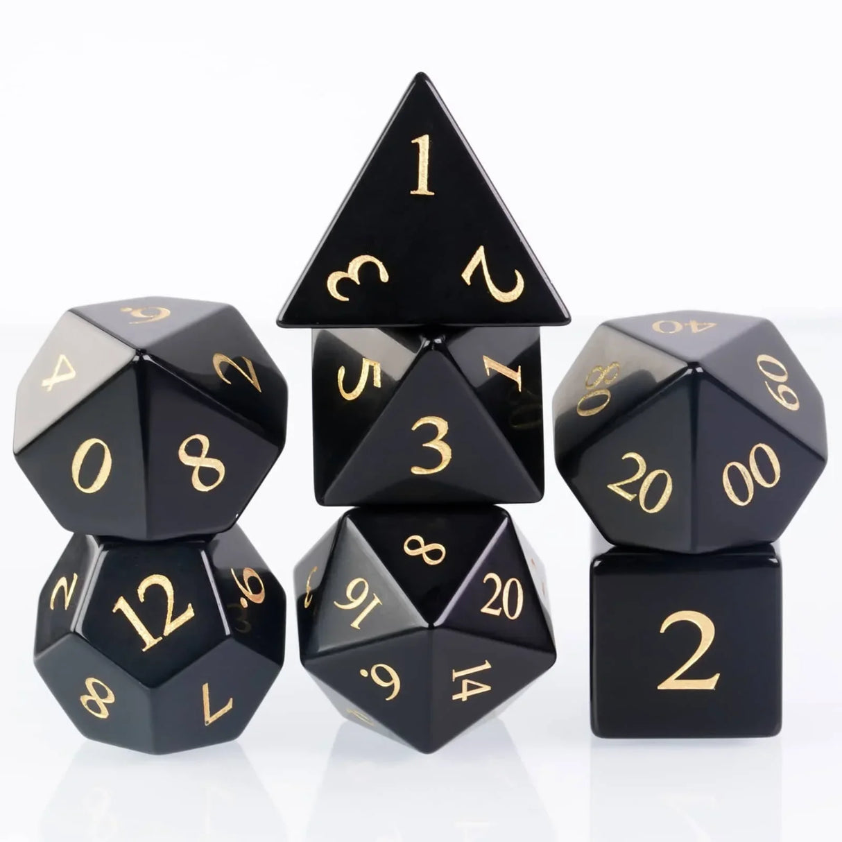 Cusdie 7Pcs Obsidian Dice DND Handmade 16mm D4-D20