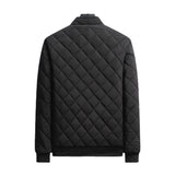 Autumn Winter Bomber Jacket Men Diamond Pattern Fleece