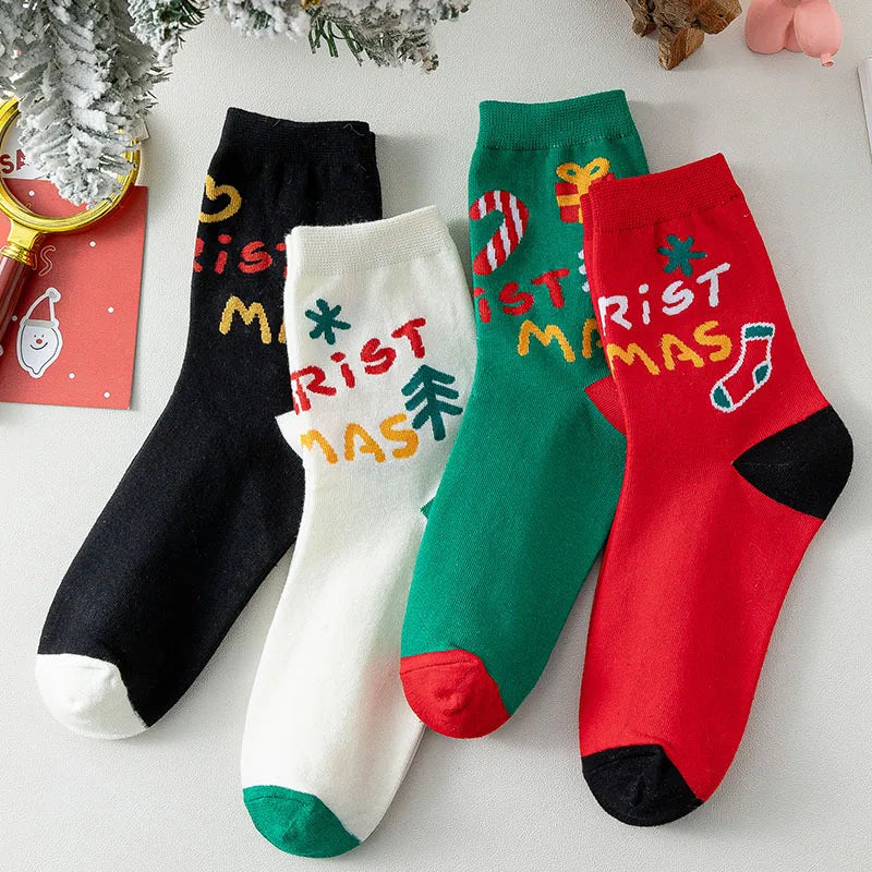 4 Pairs/Lot Children Girls Socks Christmas Socks For