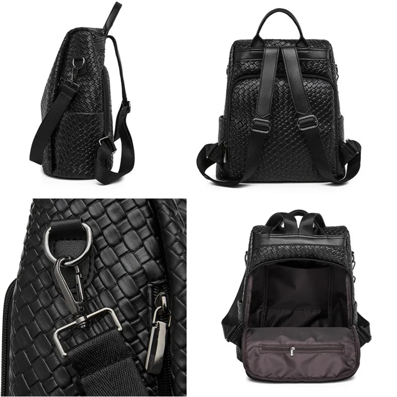 Fashion Rivet Decoration Backpack Women Small Square Plaid