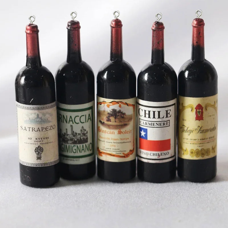 10Pcs Simulation Resin Wine Bottle Resin Charms