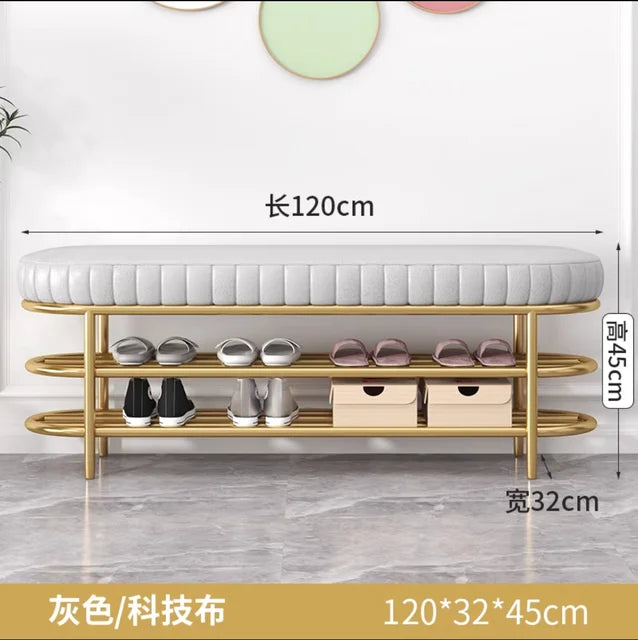 Nordic Shoe Bench Soft Cushion Multifunctional Shoe Rack