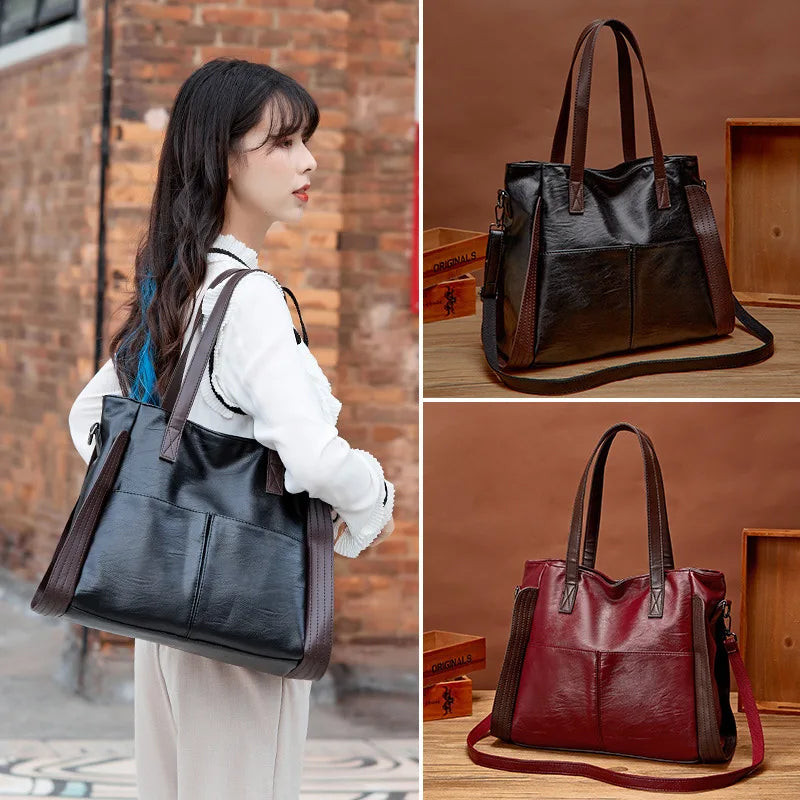Large Capacity Handbags Women Soft Leather Shoulder Crossbody
