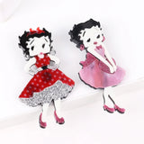 FishSheep Cute Acrylic Cartoon Girl Figure Brooches Pins