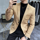 Men's Deerskin Fleece Jacket Suit Coat Blazer Men's