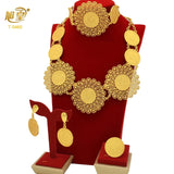 African 24K Gold Color Coins Necklace Bracelet Sets