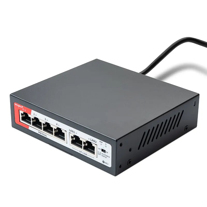 TengFei POE Switch 6Port 100Mbps Switch 4 PoE+2