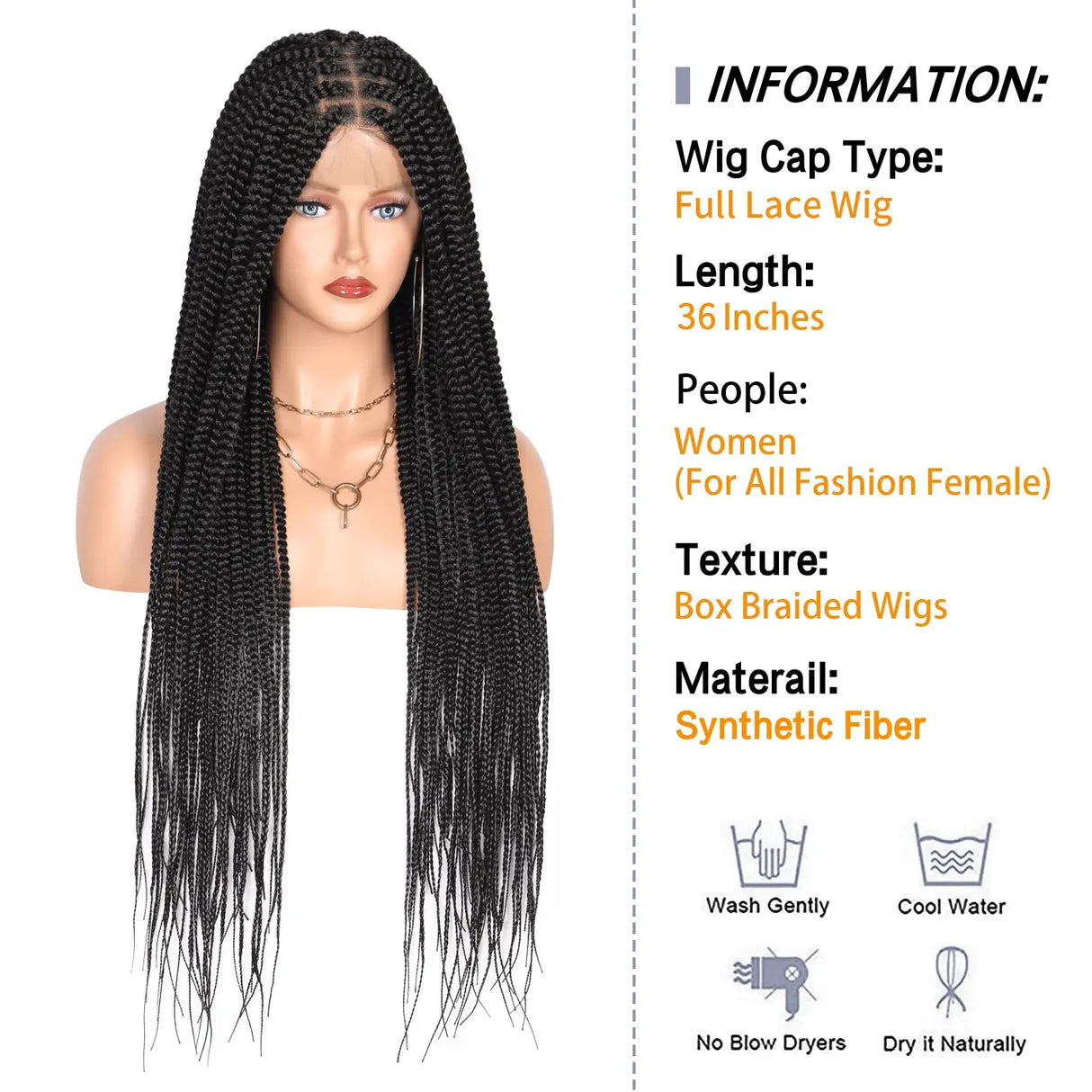 Viyskur 36 Inches Full Lace Front Knotless Box