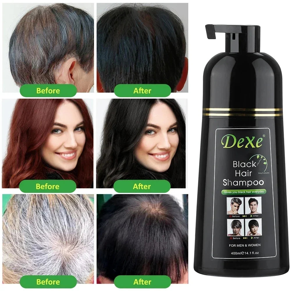 200/400ml Black Dyed Shampoo Black Hair Dye Herbal