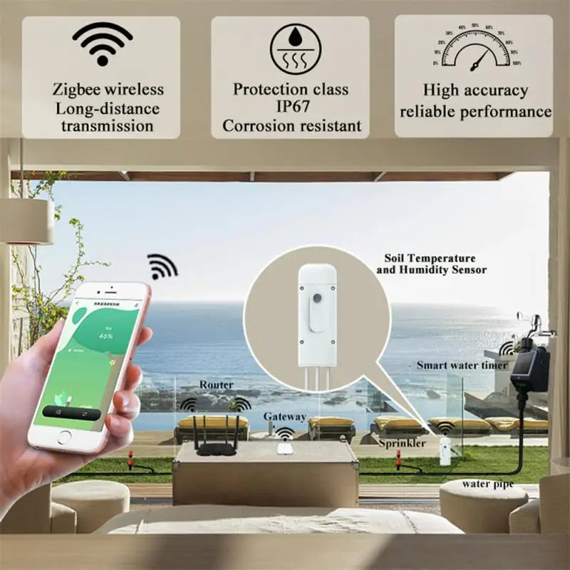 Plant Monitor Outdoor Soil Temperature Meter Moisture Humidity