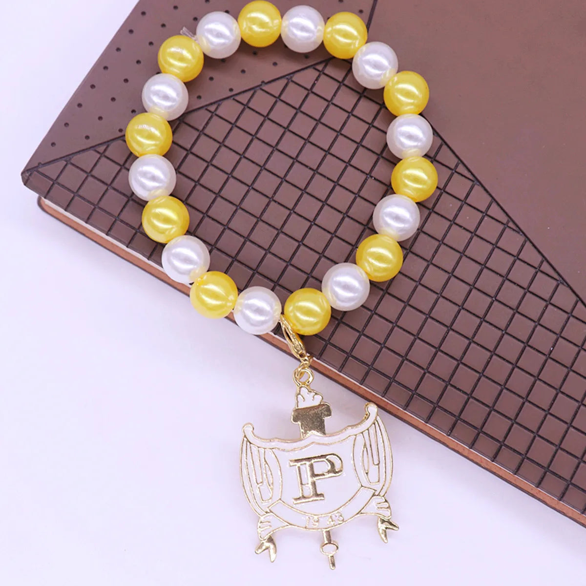 Stylish Stretch Elastic White Yellow Pearl Beads College