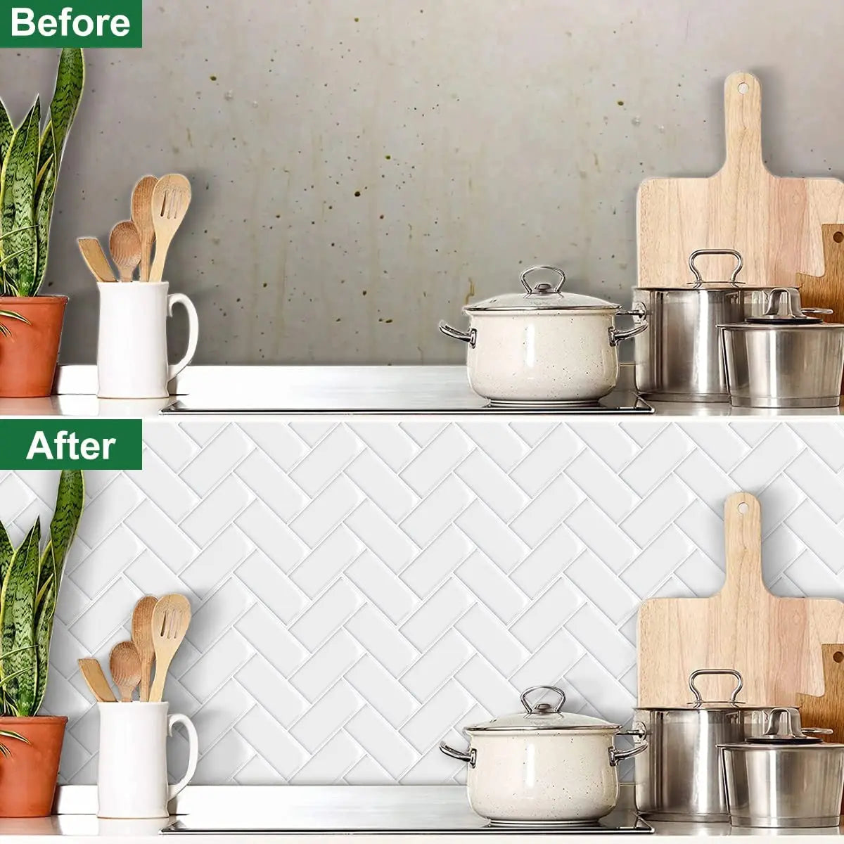 Kitchen Backsplash Waterproof DIY Wall Tiles Self Adhesive