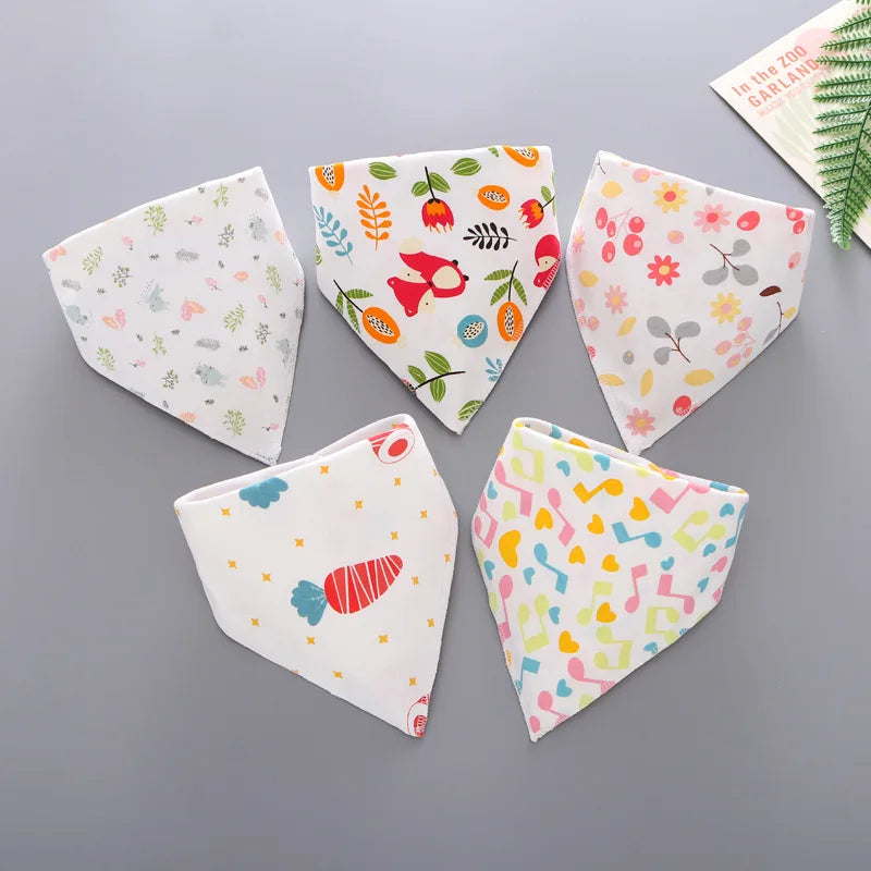 5Pcs/Set Baby Bibs Triangle Double Cotton Bandana Bibs