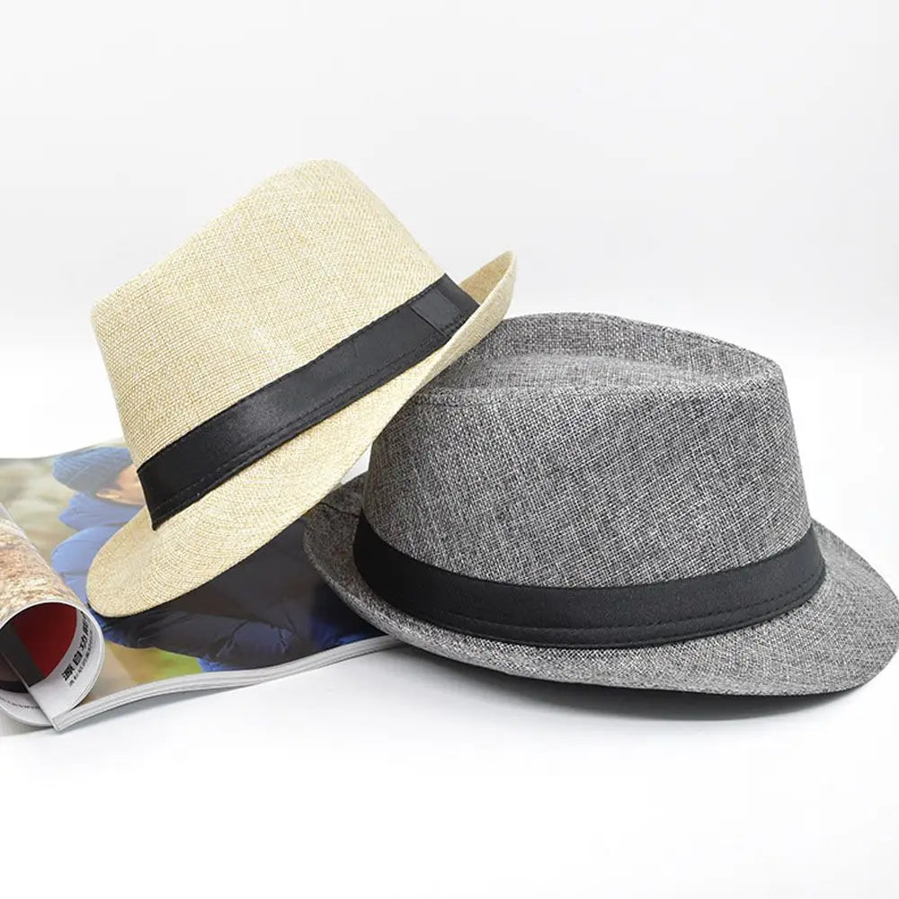 Men Women Straw Fedora Hat Trilby Cuban Sun