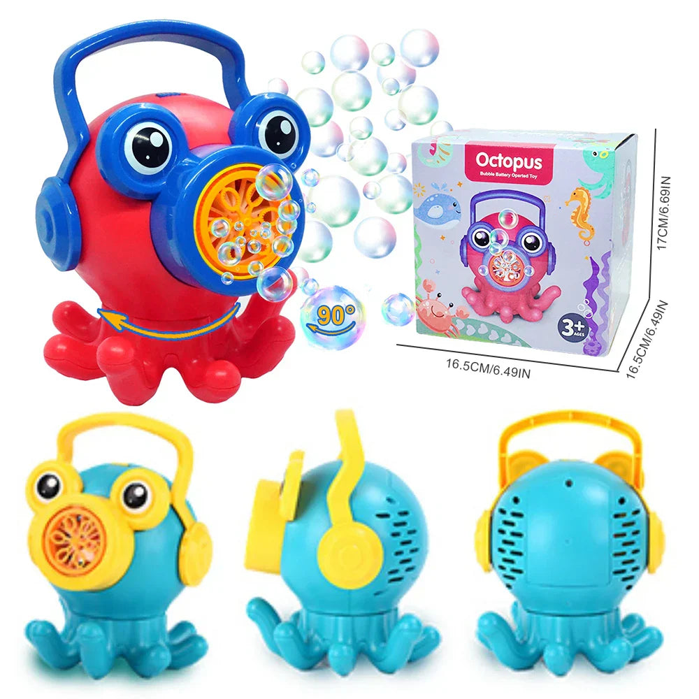 Cartoon Octopus Green Bubble Shakes His Head And