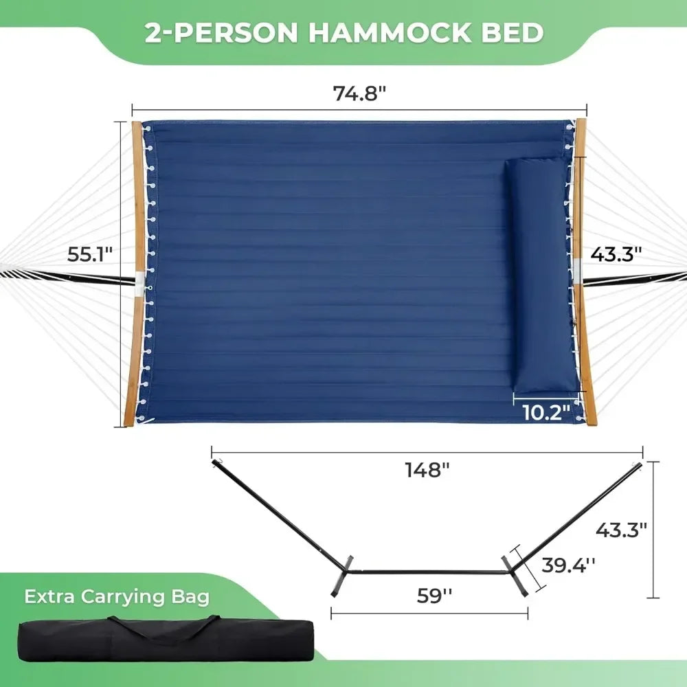 Curved-Bar Hammock with Stand, 2 Person Heavy Duty