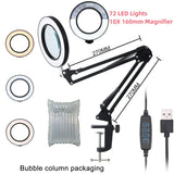 72LED 10X NEW Illuminated Magnifier USB 3 Colors