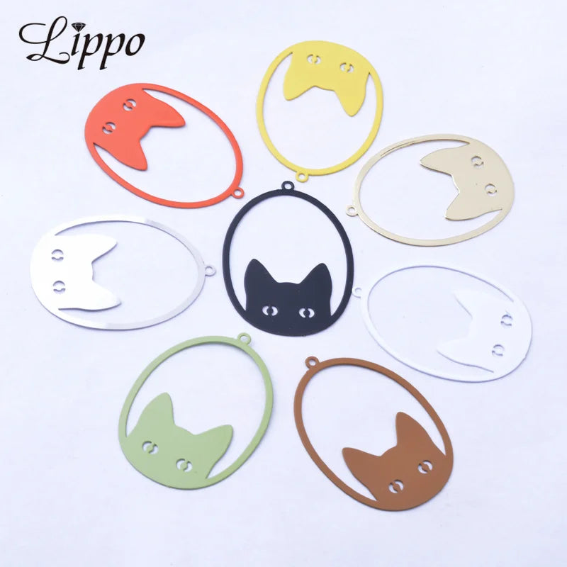 30pcs AD3485 Filigree ovalshaped Eyes Of Cat Charms