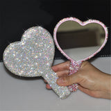 Luxury Diamond Hand Mirror Love Heart Mirror Female