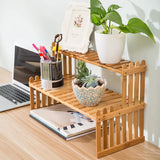 Natural Bamboo Indoor Plant Stand for Desk,2 Tier