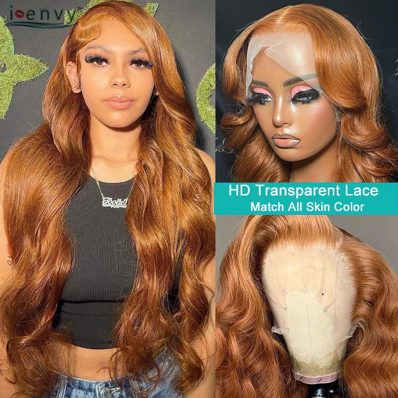 34'' Ginger Blonde Lace Front Wigs Pre Pluck