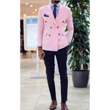 Pink Men Suits Peaked Lapel Double Breasted Prom