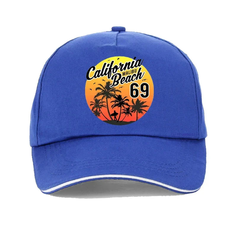 Vintage California Malibu Beach Sunhat Fashion Beach Cartoon