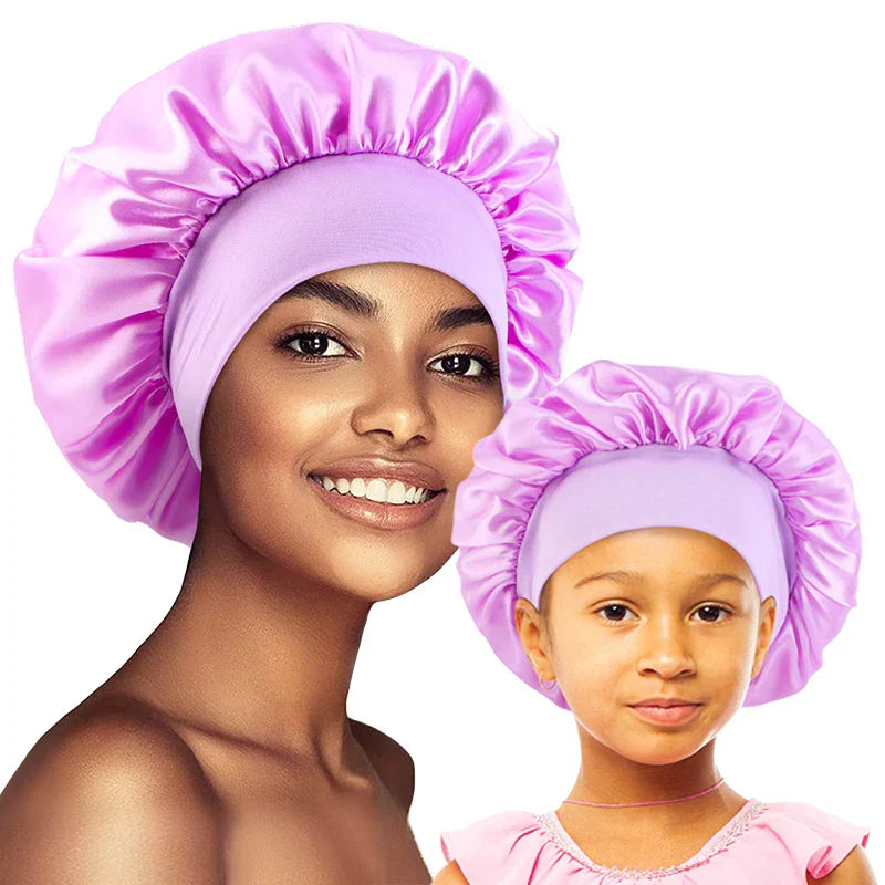 2PCS Mommy and Me set Elastic Band Satin