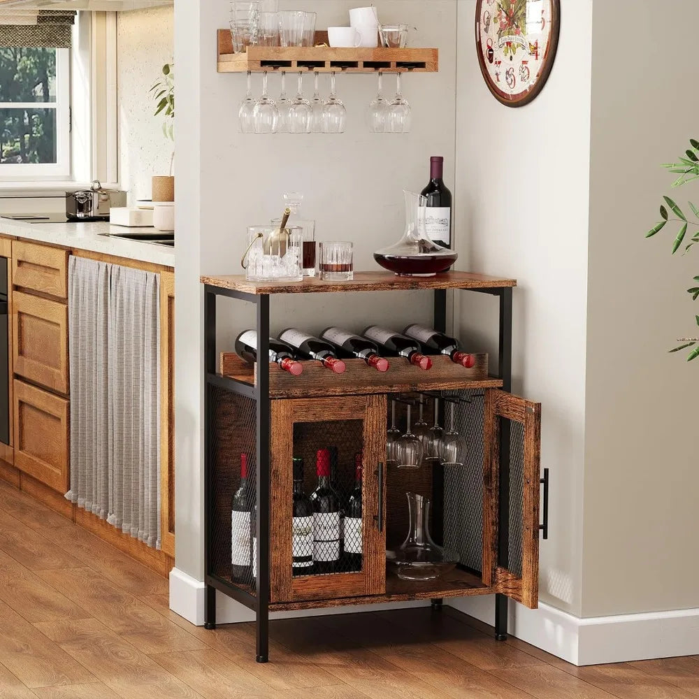 Wine Bar Rack Cabinet with Detachable Wine Rack