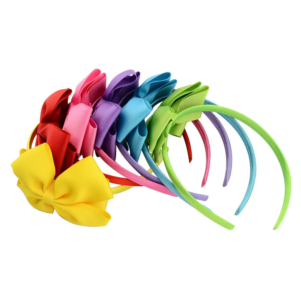 6PCS 4"Plastic Headbands for Girls Twill Fabric Hair