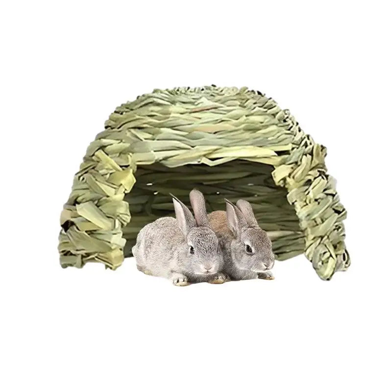 Foldable Straw Woven Rabbit Cages Pets Hamster Guinea