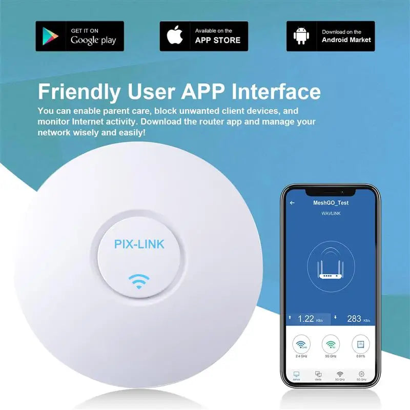 PIXLINK 300Mbps WiFi Repeater Wall Mounted Wifi Access