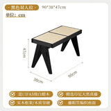Solid Wood Rattan Home Shoe Changing Stool Modern