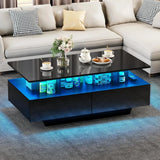 LED coffee table with storage, living room high