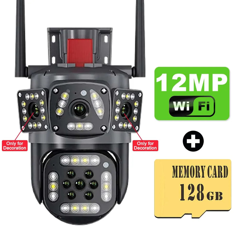 6K 12MP Security Camera WiFi Wireless Outdoor Three