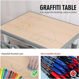 Kids Study Table and Chairs Set, Height Adjustable