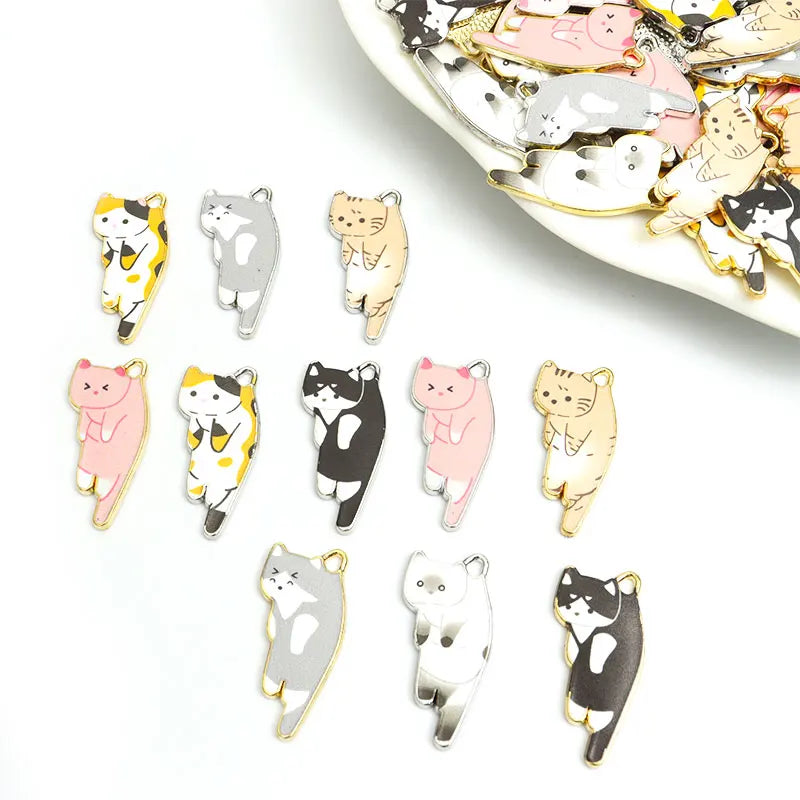 10pcs Kawaii Pet Kitten Enamel Charms for DIY